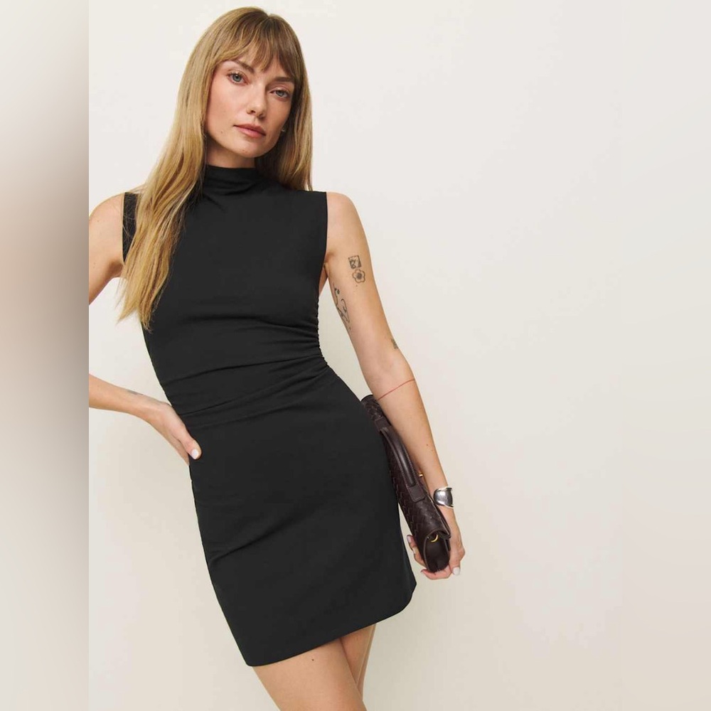 Reformation Alden Knit Black Organic Cotton Dress